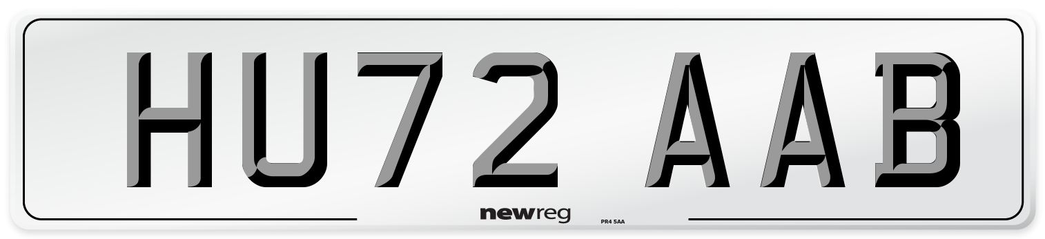 HU72 AAB Number Plate from New Reg